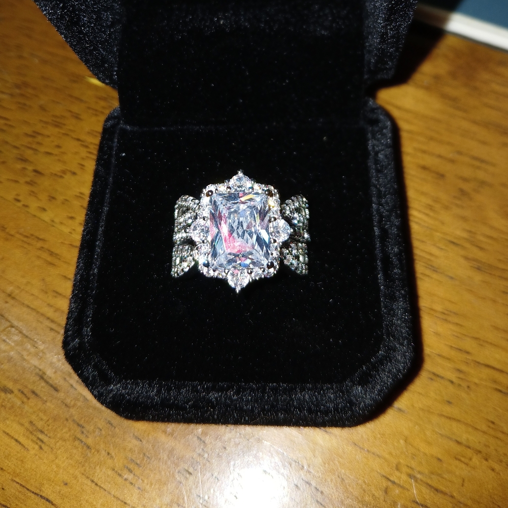 Silver Ring with Clear Gemstone No Stamp